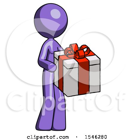 Purple Design Mascot Woman Giving a Present by Leo Blanchette