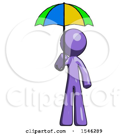 Purple Design Mascot Man Holding Umbrella Rainbow Colored by Leo Blanchette
