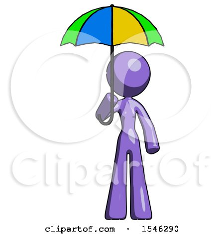 Purple Design Mascot Woman Holding Umbrella Rainbow Colored by Leo Blanchette