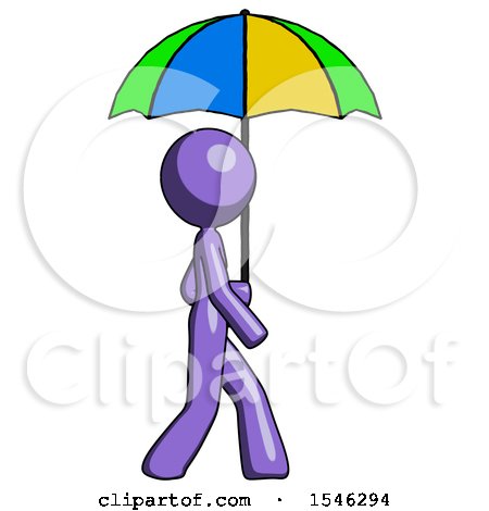 Purple Design Mascot Woman Walking with Colored Umbrella by Leo Blanchette