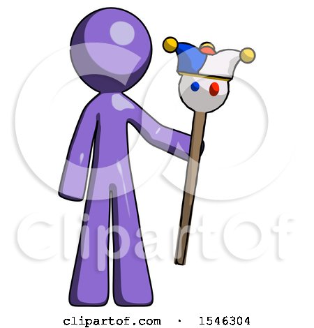 Purple Design Mascot Man Holding Jester Staff by Leo Blanchette