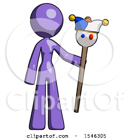 Purple Design Mascot Woman Holding Jester Staff by Leo Blanchette