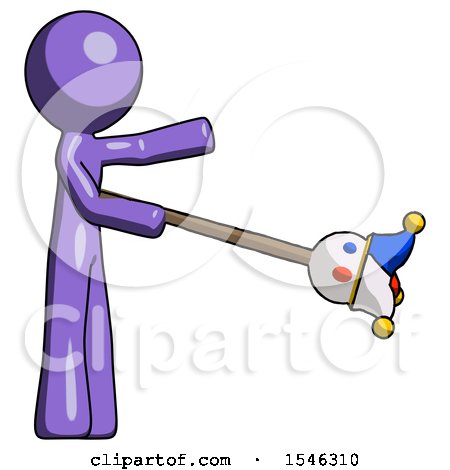 Purple Design Mascot Man Holding Jesterstaff - I Dub Thee Foolish Concept by Leo Blanchette