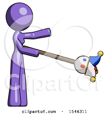 Purple Design Mascot Woman Holding Jesterstaff - I Dub Thee Foolish Concept by Leo Blanchette