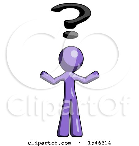 Purple Design Mascot Man with Question Mark Above Head, Confused by Leo Blanchette