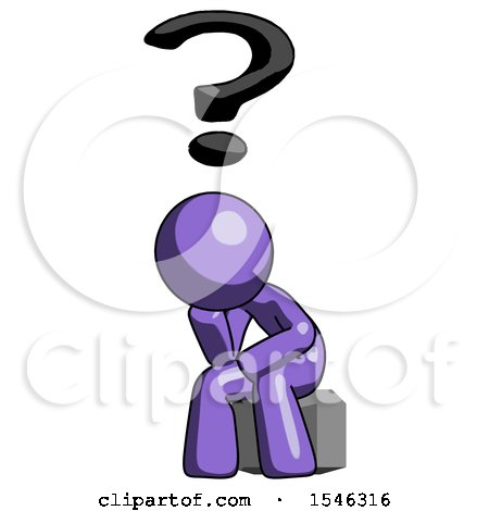 Purple Design Mascot Man Thinker Question Mark Concept by Leo Blanchette