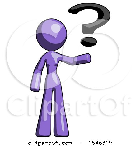 Purple Design Mascot Woman Holding Question Mark to Right by Leo Blanchette