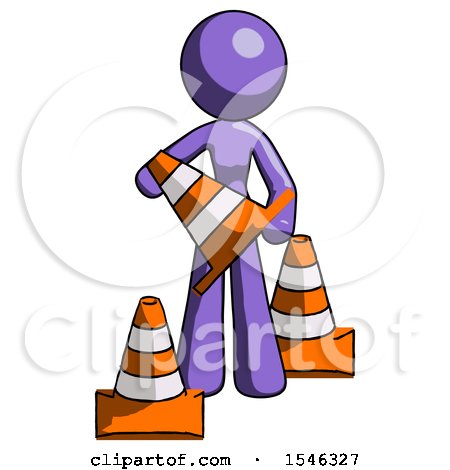Purple Design Mascot Woman Holding a Traffic Cone by Leo Blanchette