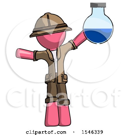 Pink Explorer Ranger Man Holding Large Round Flask or Beaker by Leo Blanchette