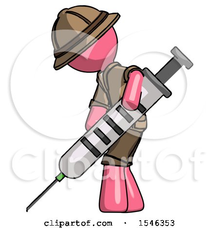 Pink Explorer Ranger Man Using Syringe Giving Injection by Leo Blanchette