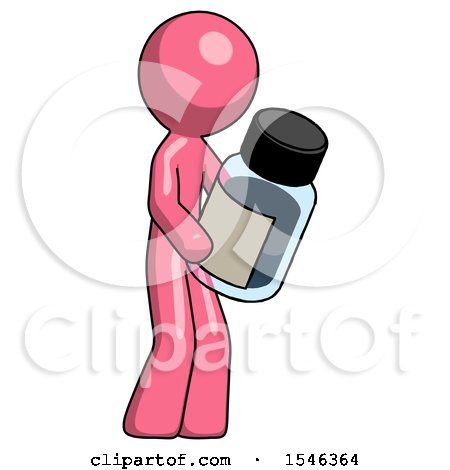 Pink Design Mascot Man Holding Glass Medicine Bottle by Leo Blanchette