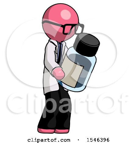 Pink Doctor Scientist Man Holding Glass Medicine Bottle by Leo Blanchette