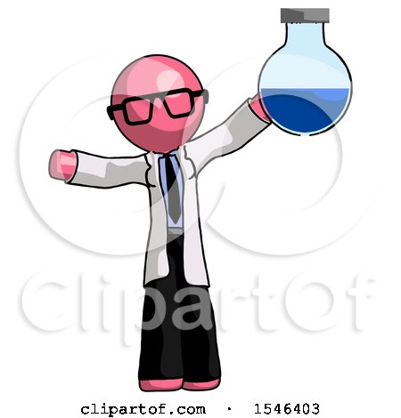 Pink Doctor Scientist Man Holding Large Round Flask or Beaker by Leo Blanchette