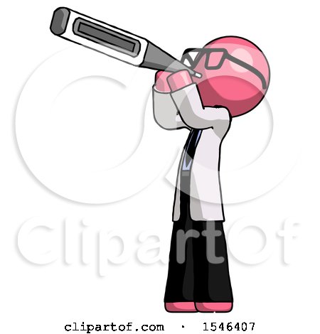 Pink Doctor Scientist Man Thermometer in Mouth by Leo Blanchette