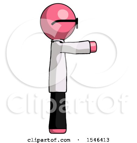Pink Doctor Scientist Man Pointing Right by Leo Blanchette