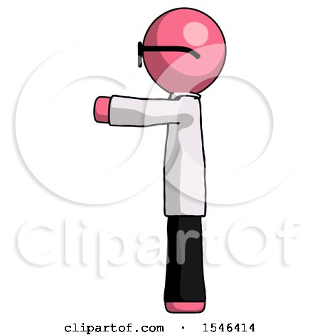 Pink Doctor Scientist Man Pointing Left by Leo Blanchette