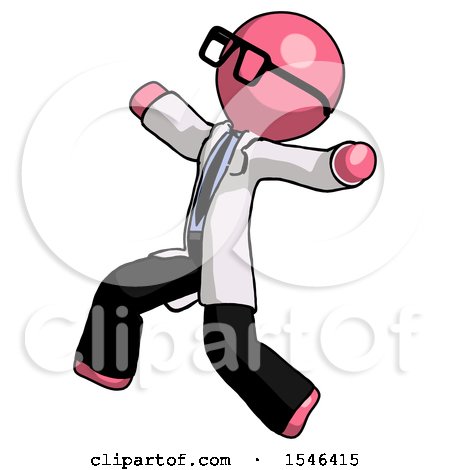Pink Doctor Scientist Man Running Away in Hysterical Panic Direction Left by Leo Blanchette