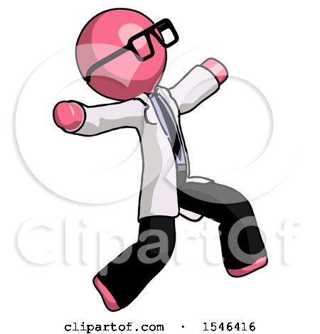 Pink Doctor Scientist Man Running Away in Hysterical Panic Direction Right by Leo Blanchette