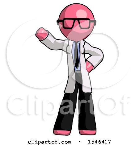 Pink Doctor Scientist Man Waving Right Arm with Hand on Hip by Leo Blanchette
