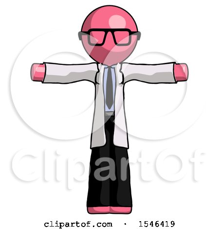 Pink Doctor Scientist Man T-Pose Arms up Standing by Leo Blanchette