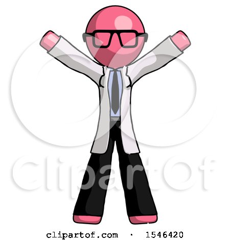 Pink Doctor Scientist Man Surprise Pose, Arms and Legs out by Leo Blanchette