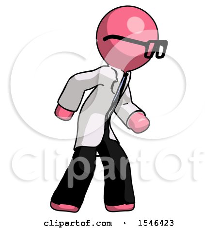 Pink Doctor Scientist Man Suspense Action Pose Facing Right by Leo Blanchette