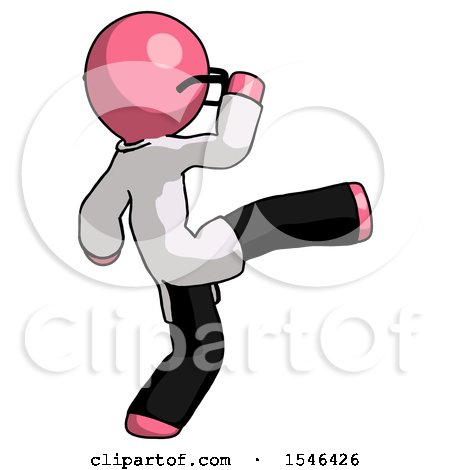Pink Doctor Scientist Man Kick Pose by Leo Blanchette