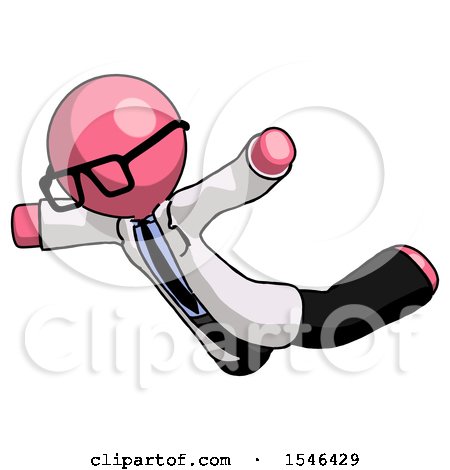 Pink Doctor Scientist Man Skydiving or Falling to Death by Leo Blanchette