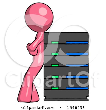 Pink Design Mascot Man Resting Against Server Rack by Leo Blanchette