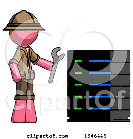 Pink Explorer Ranger Man Server Administrator Doing Repairs by Leo Blanchette