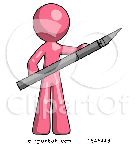Pink Design Mascot Man Holding Large Scalpel by Leo Blanchette