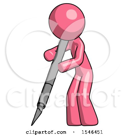 Pink Design Mascot Man Cutting with Large Scalpel by Leo Blanchette