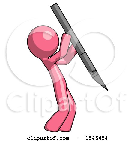 Pink Design Mascot Man Stabbing or Cutting with Scalpel by Leo Blanchette