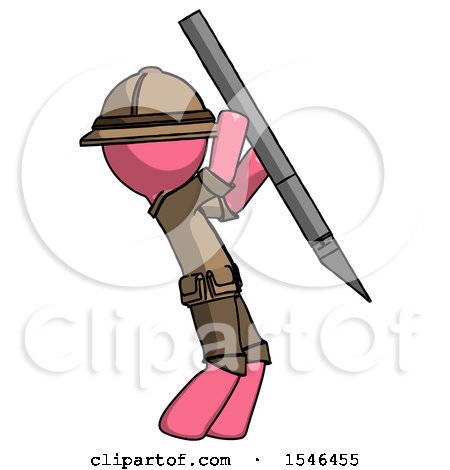 Pink Explorer Ranger Man Stabbing or Cutting with Scalpel by Leo Blanchette