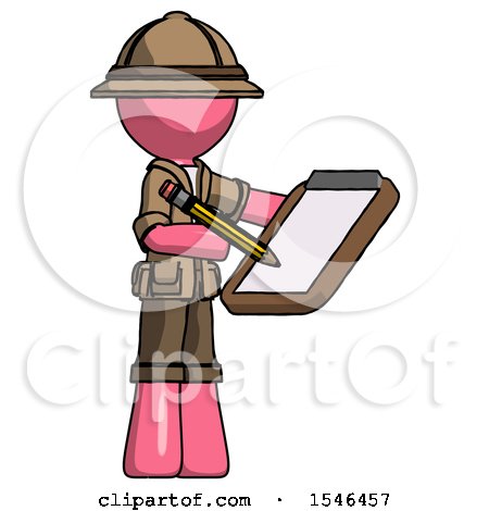 Pink Explorer Ranger Man Using Clipboard and Pencil by Leo Blanchette
