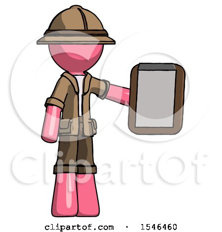 Pink Explorer Ranger Man Showing Clipboard to Viewer by Leo Blanchette