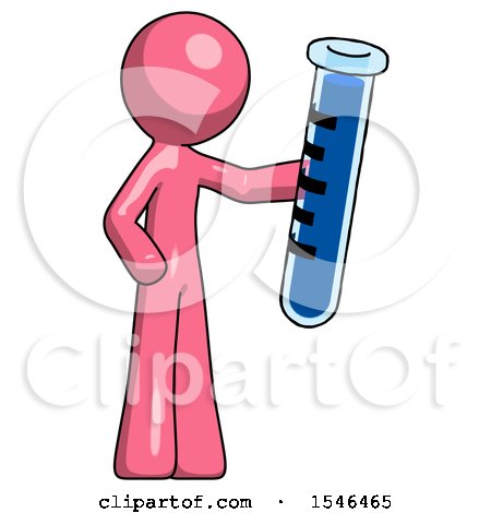 Pink Design Mascot Man Holding Large Test Tube by Leo Blanchette