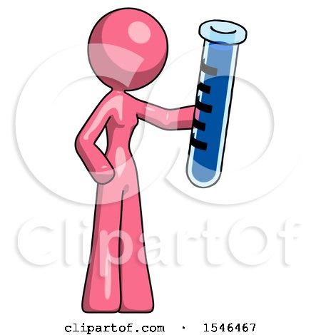 Pink Design Mascot Woman Holding Large Test Tube by Leo Blanchette