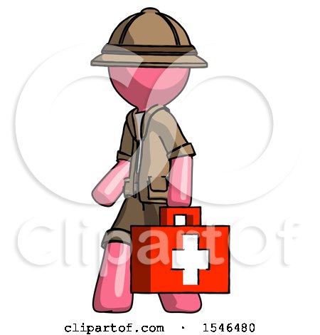 Pink Explorer Ranger Man Walking with Medical Aid Briefcase to Left by Leo Blanchette
