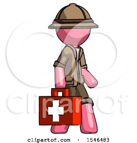 Pink Explorer Ranger Man Walking with Medical Aid Briefcase to Right by Leo Blanchette