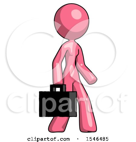 Pink Design Mascot Woman Walking with Briefcase to the Right by Leo Blanchette
