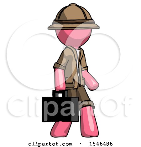 Pink Explorer Ranger Man Walking with Briefcase to the Right by Leo Blanchette