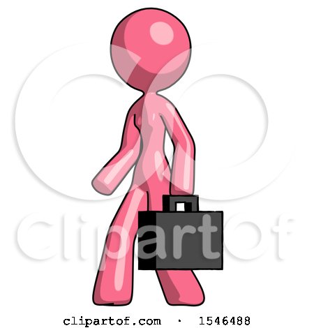 Pink Design Mascot Woman Man Walking with Briefcase to the Left by Leo Blanchette