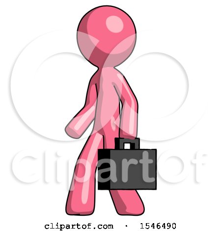 Pink Design Mascot Man Walking with Briefcase to the Left by Leo Blanchette