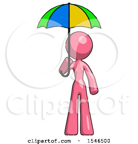 Pink Design Mascot Woman Holding Umbrella Rainbow Colored by Leo Blanchette