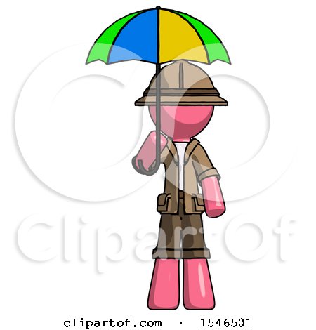 Pink Explorer Ranger Man Holding Umbrella Rainbow Colored by Leo Blanchette