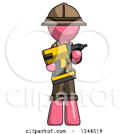 Pink Explorer Ranger Man Holding Large Drill by Leo Blanchette
