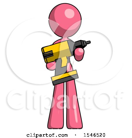 Pink Design Mascot Woman Holding Large Drill by Leo Blanchette