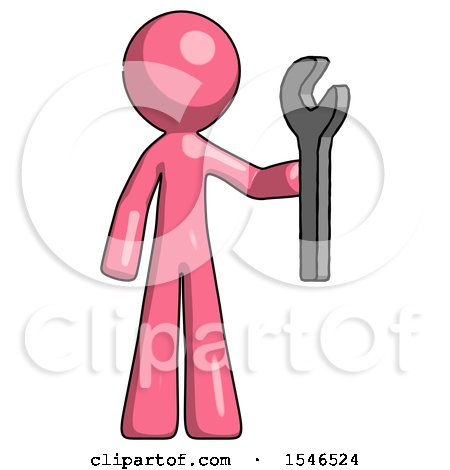 Pink Design Mascot Man Holding Wrench Ready to Repair or Work by Leo Blanchette