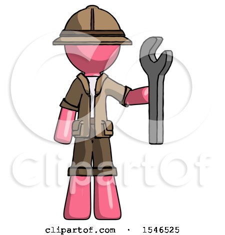 Pink Explorer Ranger Man Holding Wrench Ready to Repair or Work by Leo Blanchette